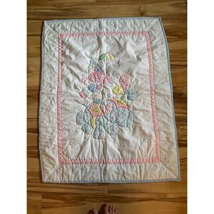 Vintage House of Hatten Baby Quilt Elephant Clown Circus Pastel Patchwork White